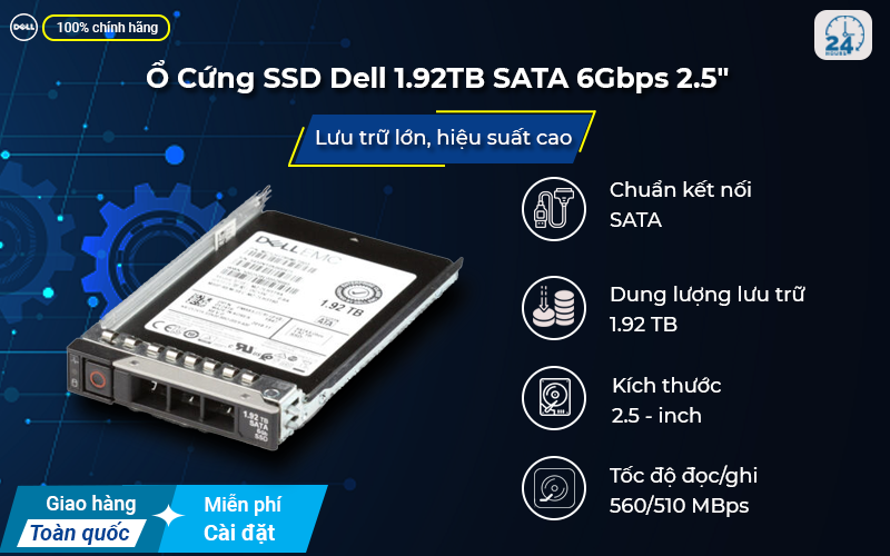 Ổ Cứng SSD Dell 1.92TB SATA 6Gbps 2.5" độ bền cao