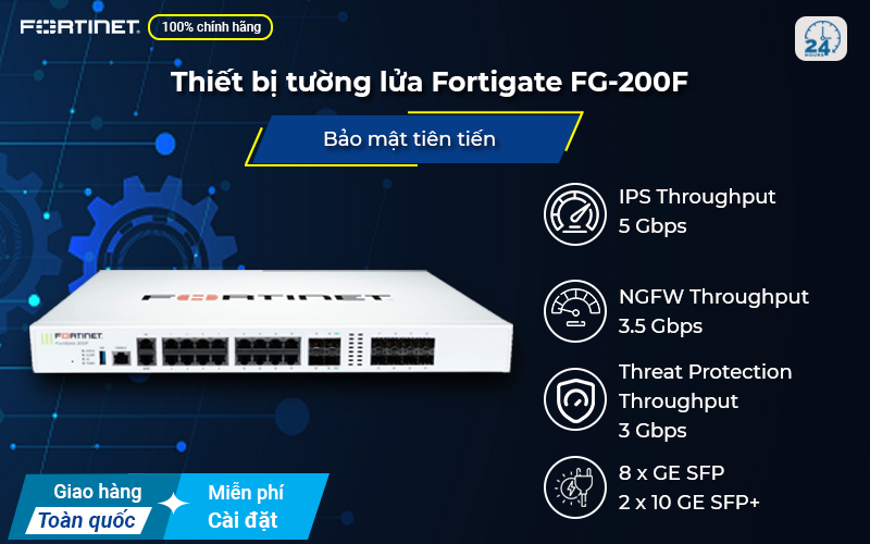 Thiết bị tường lửa Fortigate FG-200F giải pháp toàn diện cho doanh nghiệp