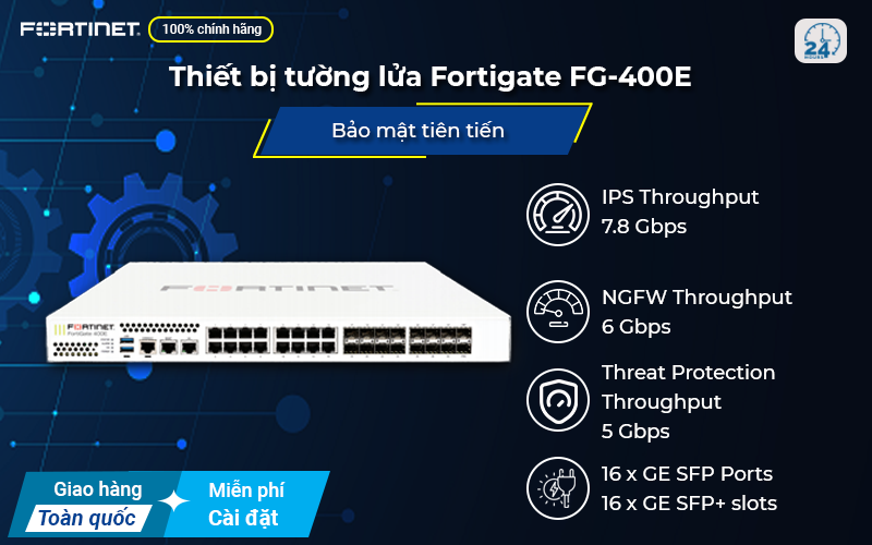 Thiết bị tường lửa Fortigate FG-400E phù hợp với doanh nghiệp