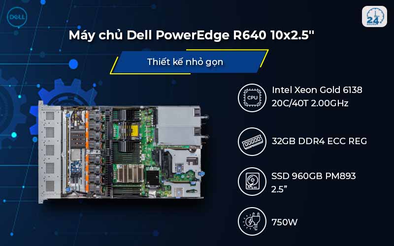 Máy chủ Dell PowerEdge R640 tối ưu hiệu suất cho hệ thống