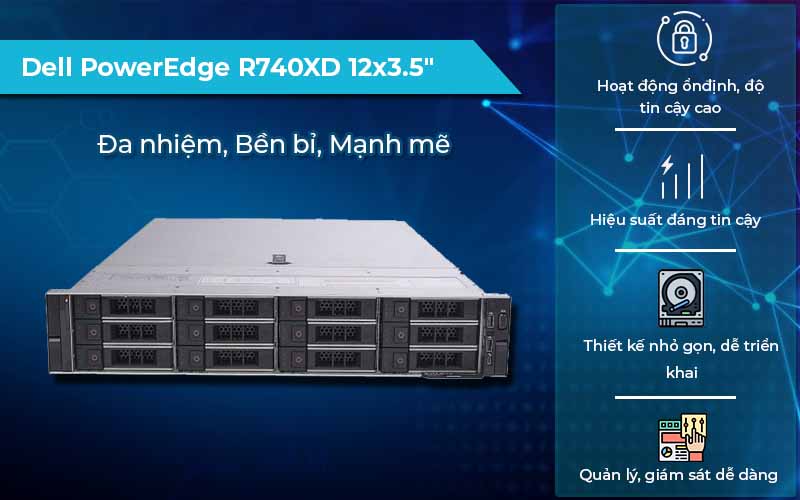 Máy chủ Dell PowerEdge R740XD tối ưu hiệu suất cho hệ thống